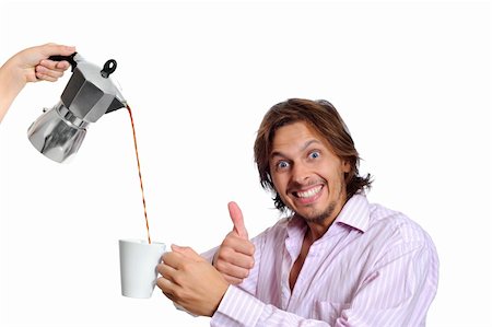 Business man is super happy that his coffee is hot Foto de stock - Super Valor sin royalties y Suscripción, Código: 400-05203236