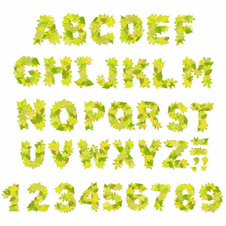 simsearch:400-04624185,k - Alphabet - letters with a green leaves Stock Photo - Budget Royalty-Free & Subscription, Code: 400-05203495