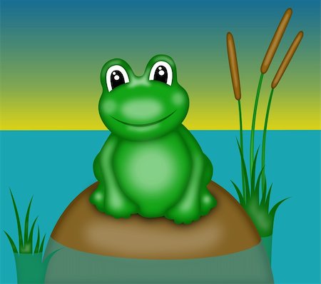 illustration of  green smiling frog with big eyes Foto de stock - Super Valor sin royalties y Suscripción, Código: 400-05203610