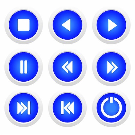 simsearch:400-07062516,k - Music blue buttons set - vector Fotografie stock - Microstock e Abbonamento, Codice: 400-05203744