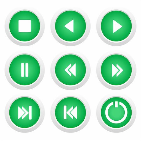 simsearch:400-07062516,k - Music green buttons set - vector Fotografie stock - Microstock e Abbonamento, Codice: 400-05203746