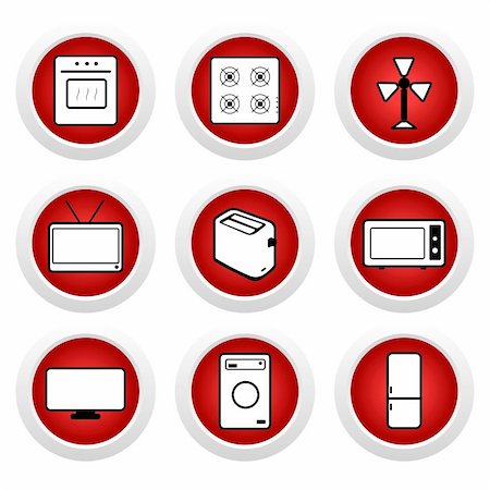 Red buttons with icon 9. Vector Stock Photo - Budget Royalty-Free & Subscription, Code: 400-05203805