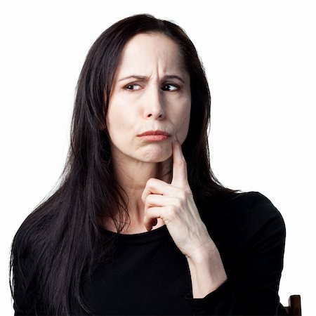 simsearch:400-05213670,k - Older woman, deep in thought, isolated image Stock Photo - Budget Royalty-Free & Subscription, Code: 400-05214092