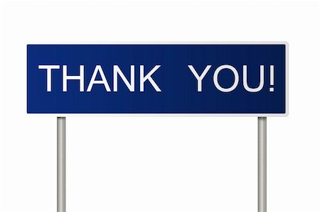 A blue road sign with white text saying Thank You! Fotografie stock - Microstock e Abbonamento, Codice: 400-05214376