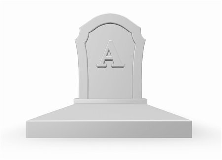 simsearch:400-06366826,k - gravestone with uppercase letter A on white background - 3d illustration Stock Photo - Budget Royalty-Free & Subscription, Code: 400-05214431