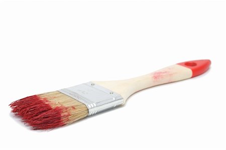 simsearch:400-05740916,k - Painting brush with a red paint isolated on a white background. Foto de stock - Super Valor sin royalties y Suscripción, Código: 400-05214481