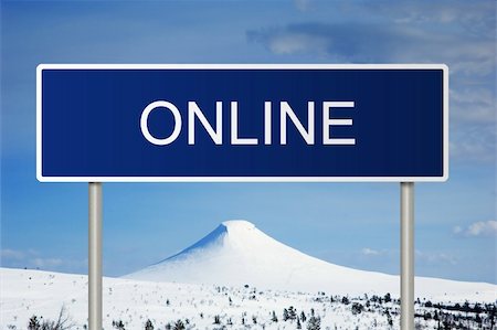 simsearch:400-05211490,k - A blue road sign with white text saying Online Fotografie stock - Microstock e Abbonamento, Codice: 400-05214532