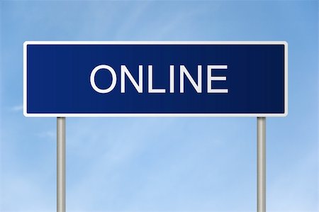 simsearch:400-05211490,k - A blue road sign with white text saying Online Fotografie stock - Microstock e Abbonamento, Codice: 400-05214533