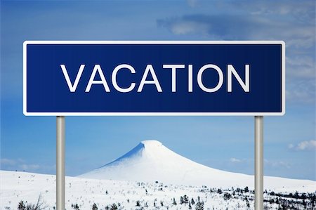 simsearch:400-05211490,k - A blue road sign with white text saying Vacation Fotografie stock - Microstock e Abbonamento, Codice: 400-05214553