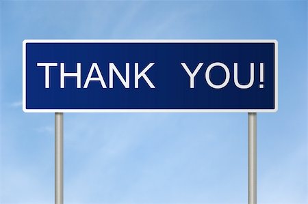 A blue road sign with white text saying Thank You! Fotografie stock - Microstock e Abbonamento, Codice: 400-05214562