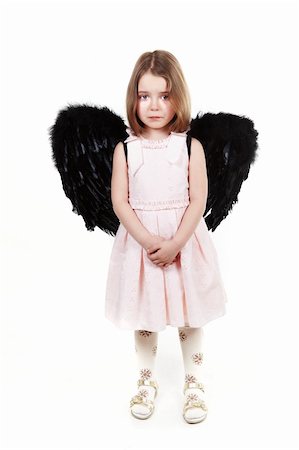 simsearch:400-04436228,k - Angel little girl crying on isolated white background Stock Photo - Budget Royalty-Free & Subscription, Code: 400-05214612