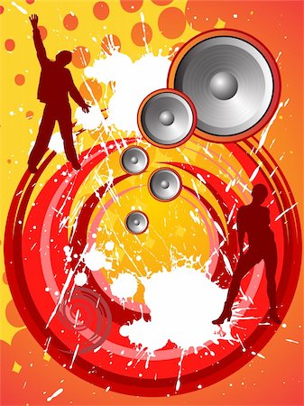 simsearch:400-04546280,k - vector illustration of young people silhouettes on an abstract disco background Stock Photo - Budget Royalty-Free & Subscription, Code: 400-05214695