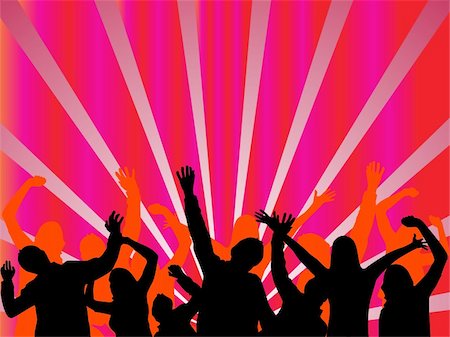 vector illustration of dancing people silhouettes on a disco  background Stock Photo - Budget Royalty-Free & Subscription, Code: 400-05214710