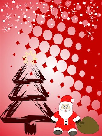 simsearch:400-04157187,k - vector illustration of santa claus on and a christmas tree Stockbilder - Microstock & Abonnement, Bildnummer: 400-05214736