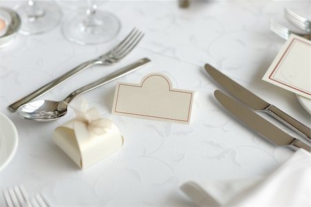 fancy and elegant marriage card - Empty place card on the nice festive table Stock Photo - Budget Royalty-Free & Subscription, Code: 400-05215016