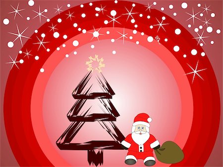 simsearch:400-04157187,k - vector illustration of a christmas tree and santa claus Stockbilder - Microstock & Abonnement, Bildnummer: 400-05215086