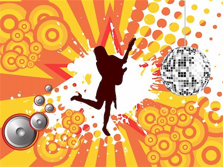 vector illustration of a female silhouette on an abstract disco background Stock Photo - Budget Royalty-Free & Subscription, Code: 400-05215092