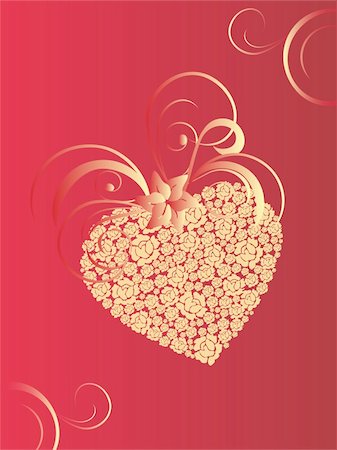 simsearch:400-04745515,k - vector illustration of a golden heart out of roses Foto de stock - Super Valor sin royalties y Suscripción, Código: 400-05215101