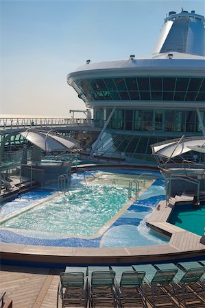 deck chair railing - Outdoor pool on top deck of cruise ship Stock Photo - Budget Royalty-Free & Subscription, Code: 400-05215523