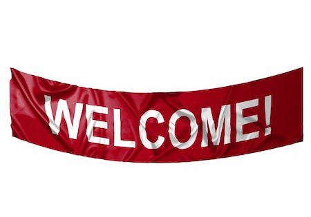 A red banner with white text saying Welcome Fotografie stock - Microstock e Abbonamento, Codice: 400-05215579