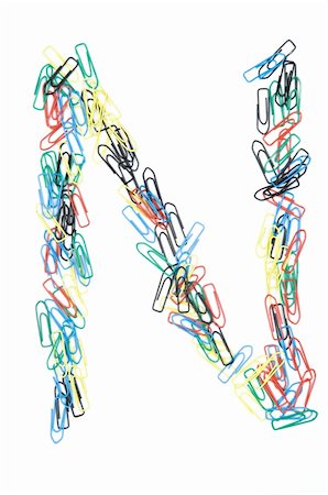 simsearch:400-06070388,k - Letter N formed with colorful paperclips Photographie de stock - Aubaine LD & Abonnement, Code: 400-05215793