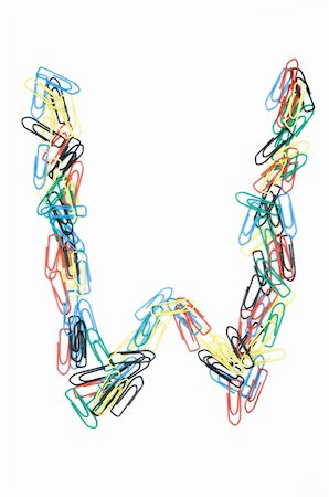 simsearch:400-06070388,k - Letter W formed with colorful paperclips Photographie de stock - Aubaine LD & Abonnement, Code: 400-05215802