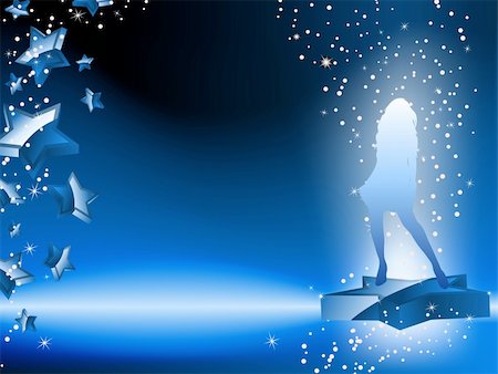 fashion party night discotheque - Girl Dancing on Star Blue Flyer. Editable Vector Image Stock Photo - Budget Royalty-Free & Subscription, Code: 400-05217202
