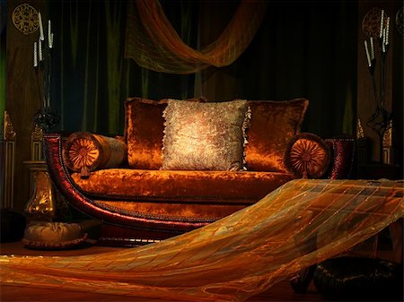 fancy candle - Vintage sofa Stock Photo - Budget Royalty-Free & Subscription, Code: 400-05217313