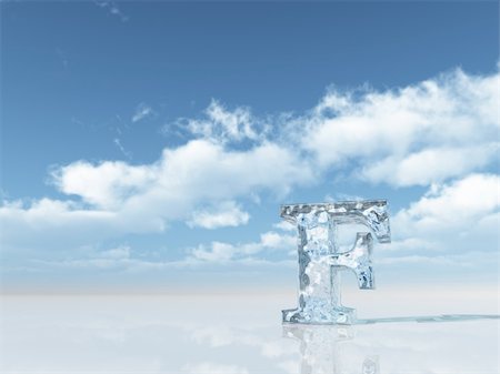 frozen letter f under cloudy blue sky - 3d illustration Foto de stock - Super Valor sin royalties y Suscripción, Código: 400-05217418