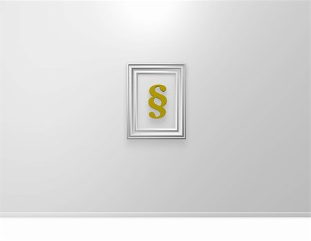 picture frame with paragraph symbol on white wall - 3d illustration Stock Photo - Budget Royalty-Free & Subscription, Code: 400-05217475