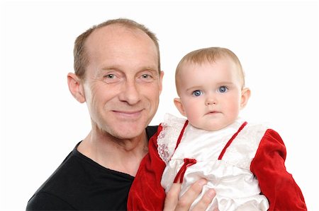 simsearch:400-07517983,k - Father and daughter smiling isolated over a white background Foto de stock - Super Valor sin royalties y Suscripción, Código: 400-05217870