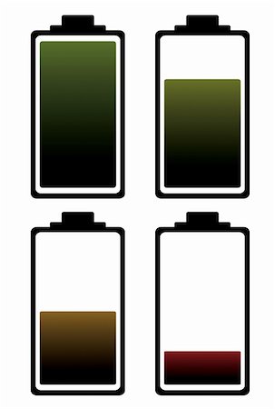 simsearch:400-04265733,k - Four stages of battery charge indicating level of power left Stock Photo - Budget Royalty-Free & Subscription, Code: 400-05217899