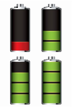 simsearch:400-04265733,k - Illustrated battery charge showing it fill and empty in icon form Stock Photo - Budget Royalty-Free & Subscription, Code: 400-05217900