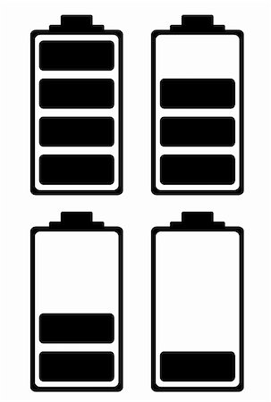 simsearch:400-04265733,k - Simple battery black and white icon ideal for phone interface Stock Photo - Budget Royalty-Free & Subscription, Code: 400-05217902