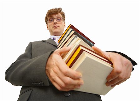 A young man with a pile of books in the hands Stock Photo - Budget Royalty-Free & Subscription, Code: 400-05218124