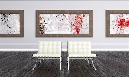 Luminous Modern Art Gallery with abstract works Stock Photo - Budget Royalty-Free & Subscription, Code: 400-05218611