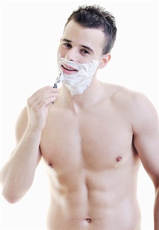 simsearch:400-09120179,k - young man shave isolated on white Foto de stock - Super Valor sin royalties y Suscripción, Código: 400-05218738