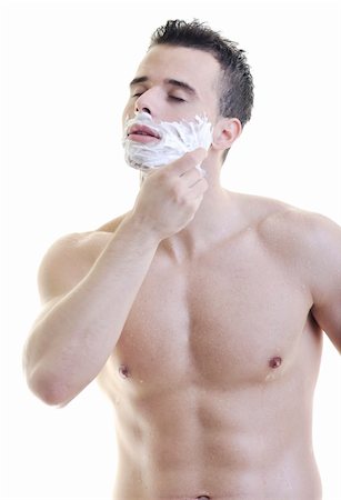 simsearch:6107-06117509,k - young man shave isolated on white Foto de stock - Super Valor sin royalties y Suscripción, Código: 400-05218740