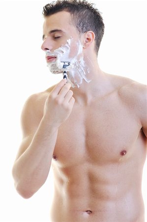 simsearch:400-09120179,k - young man shave isolated on white Foto de stock - Super Valor sin royalties y Suscripción, Código: 400-05218741