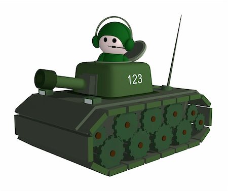 Illustration of a cartoon character driving a tank Foto de stock - Super Valor sin royalties y Suscripción, Código: 400-05218813