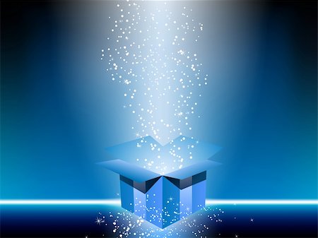 simsearch:400-04234530,k - Blue gift box with stars. Editable Vector Image Stock Photo - Budget Royalty-Free & Subscription, Code: 400-05218874