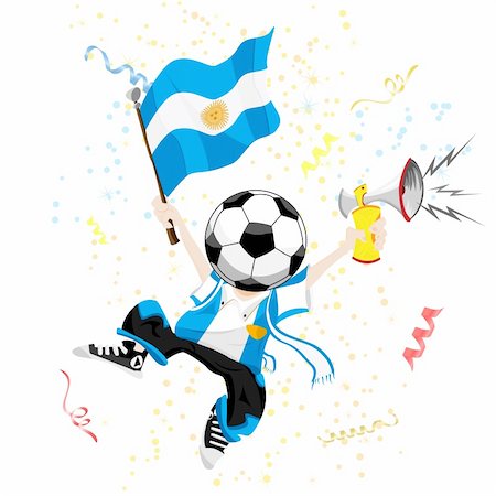 simsearch:400-06103532,k - Argentina Soccer Fan with Ball Head. Editable Vector Illustration Foto de stock - Super Valor sin royalties y Suscripción, Código: 400-05218876