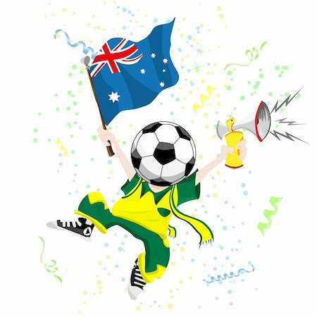 simsearch:400-04365801,k - Australia Soccer Fan with Ball Head. Editable Vector Illustration Foto de stock - Super Valor sin royalties y Suscripción, Código: 400-05218877