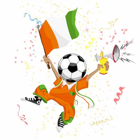 simsearch:400-04340190,k - Cote d'Ivoire Soccer Fan with Ball Head. Editable Vector Illustration Photographie de stock - Aubaine LD & Abonnement, Code: 400-05218880