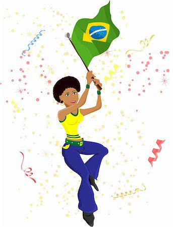 simsearch:400-04365801,k - Black Girl Brazil Soccer Fan with flag. Editable Vector Illustration Foto de stock - Super Valor sin royalties y Suscripción, Código: 400-05219207