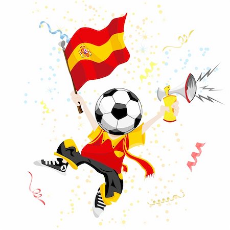 simsearch:400-05219216,k - Spain Soccer Fan with Ball Head. Editable Vector Illustration Foto de stock - Super Valor sin royalties y Suscripción, Código: 400-05219217