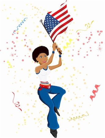 Black Girl United States Soccer Fan with flag. Editable Vector Illustration Stock Photo - Budget Royalty-Free & Subscription, Code: 400-05219210