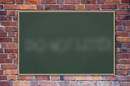 empty classroom wall - A blank blackboard against a brick wall. Stock Photo - Budget Royalty-Free & Subscription, Code: 400-05219439