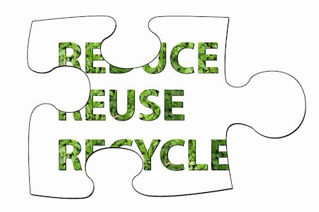 A puzzle piece with the text reduse, reuce, recycle Fotografie stock - Microstock e Abbonamento, Codice: 400-05219485