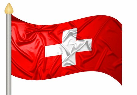 Swiss flag with ripples Fotografie stock - Microstock e Abbonamento, Codice: 400-05219521